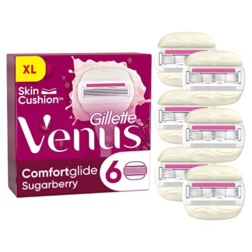 Gillette Venus Comfortglide mit Olaz 2-in-1-Rasierklingen mit Rasierschaumstreifen, für Damenrasierer. Keine Rasiercreme erforderlich (Packung kann variieren) - 6 Stück