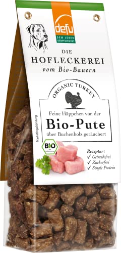 defu Hund Hofleckerei | Feine Häppchen von der Bio Pute | Premium Bio Hundesnack | Leckerlis für Ihren Hund (8x125g) …