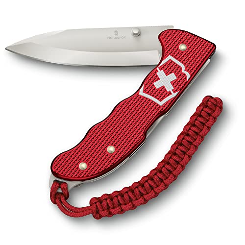 Victorinox Hunter Evoke Alox, Schweizer Taschenmesser, Klappmesser Outdoor, 5 Funktionen inkl. 10 cm Klinge und Paracord-Anhänger, Rot