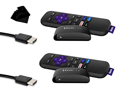 Roku Express HD-Streaming-Player Roku mit einfacher Fernbedienung, inkl. Premium-HDMI-Kabel, mit Mikrofaser-Reinigungstuch, 2 Stück