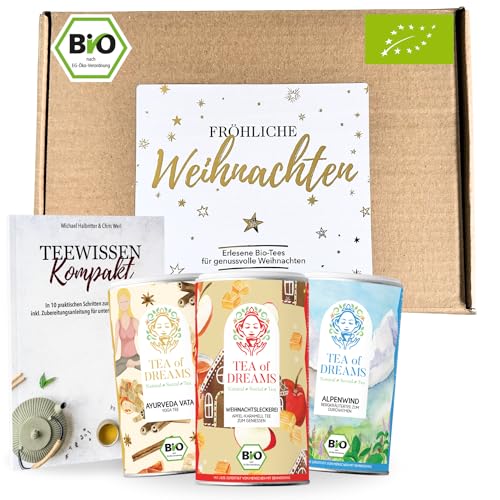 Bio Tee Geschenk Weihnachten - Fröhliche Weihnachten - Mit Liebe gefertigt von Menschen mit Behinderung | fair | loser Tee als Geschenkbox