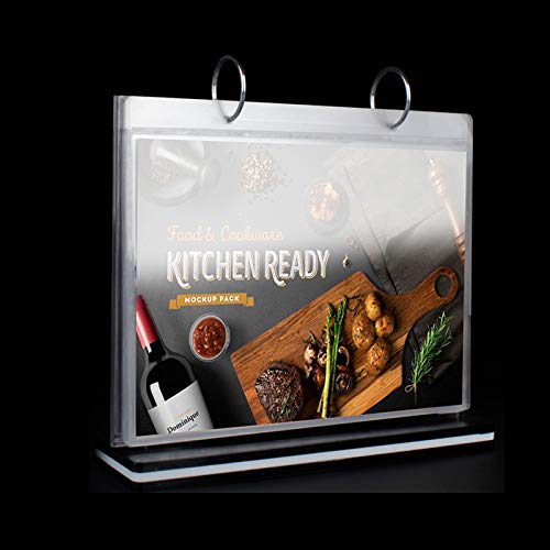 JKGHK Tischaufsteller Acryl Flip-Page-Display-Rack, Geeignet Für Das Restaurant-Display-Menü,Horizontal,A4