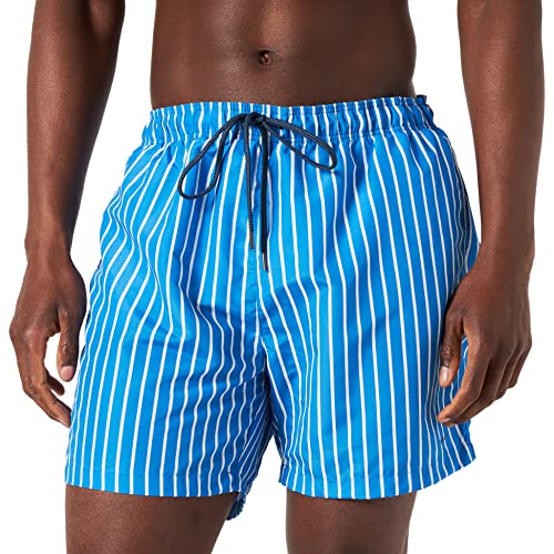 Skiny Herren Every Summer Swimwear Badehose, brightblue Stripes, XXL