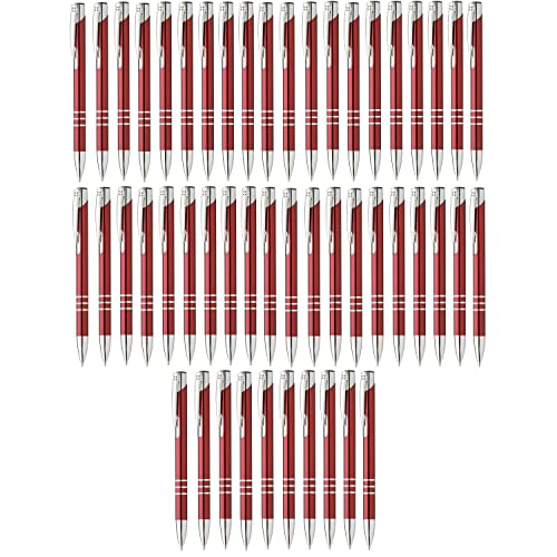 Preiswert & Gut 50 x Kugelschreiber ø11×138 Aluminium Rot Set Kulis blauschreibend Druckmechanik