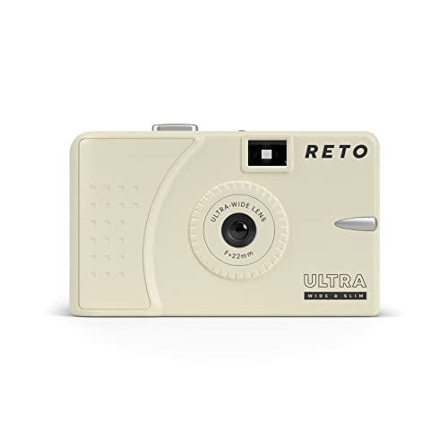 RETO Ultra Wide und Slim 35 mm Wiederverwendbare Tageslicht-Filmkamera – 22 mm Weitwinkelobjektiv, fokusfrei, leicht, einfach zu bedienen (Creme)