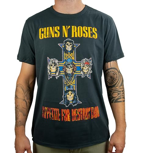 Amplified Damen T-Shirt Guns N Roses-Appetite for Destruction, Grau (Charcoal Cc), XXL