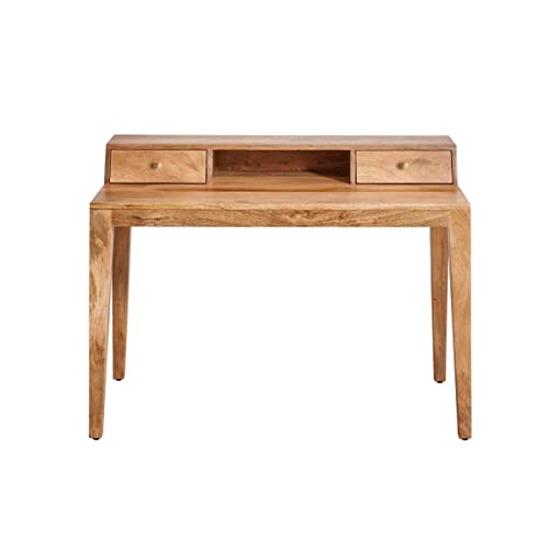 Pureday Schreibtisch Leicester - mit Aufsatz, 2 Schubfächer - Retro Look - Holz - ca. B110 x T55 x H81 cm