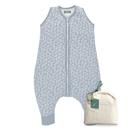 molis&co. Baby-Schlafsack mit Füßen. 0.5 TOG. Größe: 100 cm. Ideal für den Sommer. Blue Garden. 100% Baumwolle (Oeko-TEX 100).