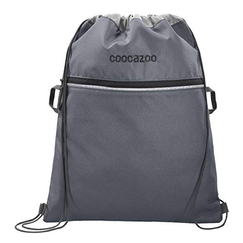 Coocazoo Sportbeutel RocketPocket „Shadowman“, grau, mit Reißverschlussfach und Kordelzug, reflektierende Elemente, Schlaufen zur Befestigung am Schulrucksack, für Jungen ab der 5. Klasse, 10 Liter
