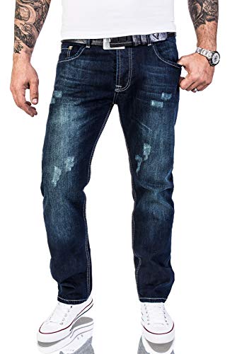 Rock Creek Herren Designer Jeans Verwaschen Used Vintage Look RC-2063 W42 L36