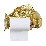 Trebyott Kreative Persönlichkeit Fischharz-Toilettenpapierspender Haushalt Wandmontierte wasserdichte Toilettenschale Toilettenpapierbox (Farbe: Gold)