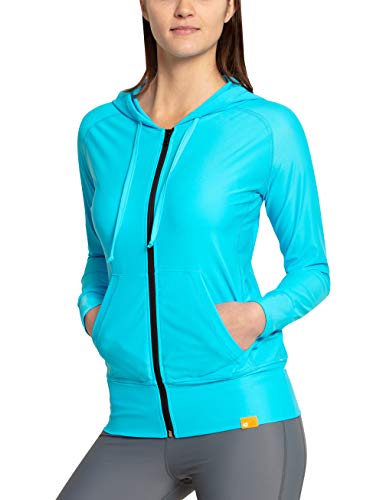 IQ UV Schutz Kapuzenjacke Damen, Joggen, aus recycelten Fischernetzen, türkis (turquoise), XL