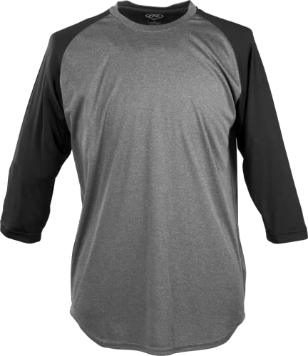 Rawlings Herren 3/4-Arm Shirt Hemd, Graphit/Schwarz, Large