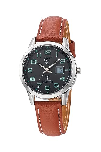 ETT Eco Tech Time Funk Solar Damen Uhr Analog mit Leder Armband ELS-11588-22L