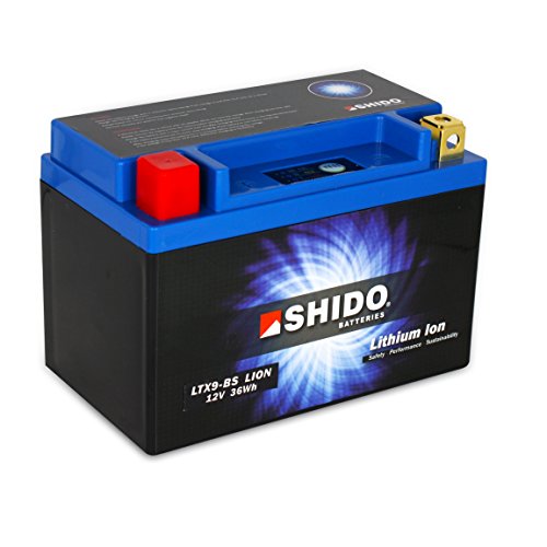 Batterie Shido Lithium LTX9-BS / YTX9-BS, 12V/8AH (Maße: 150x87x105) für KTM Supermoto 640 LC4 Baujahr 1998