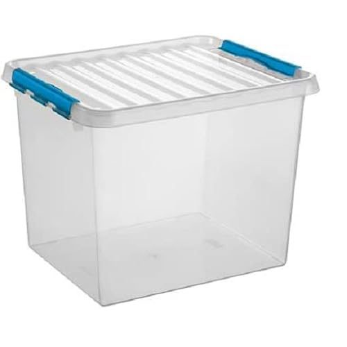 Sunware 3 Stück Q-Line Box - 52 Liter - 500 x 400 x 380 mm - transparent/blau