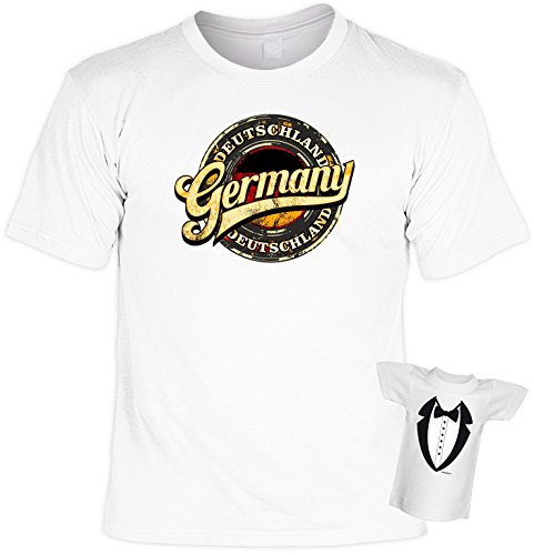 Deutschland T-Shirt Germany Shirt Bedruckt Geschenk Set mit Mini Flaschenshirt