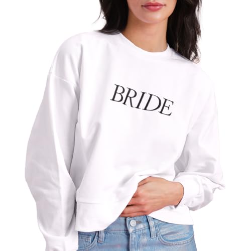 xo, Fetti Weißes Sweatshirt für Junggesellinnenabschied, S/M/L | Brautjungfergeschenk, Brautparty, Gastgeschenk, Braut zu sein, Weiss/opulenter Garten, S