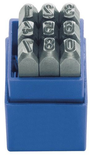 KUKKO Schlagzahlensatz (9-teilig Zahlen 0 - 9 / Schrifthöhe 10 mm in Kunststoffbox) - 328-110