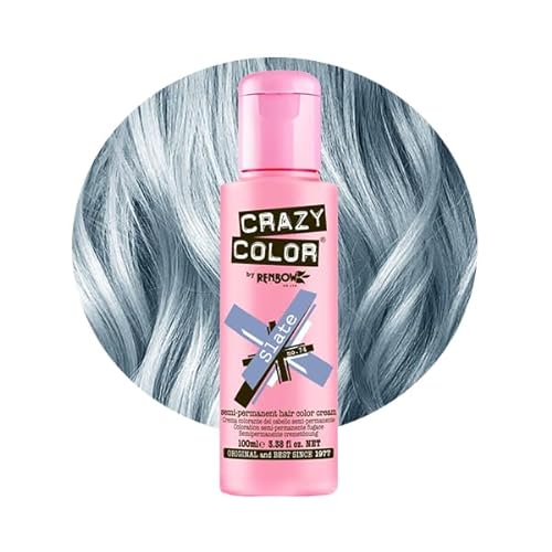 4 X Crazy Color Renbow Semi-Permanent Hair Colour Cream Dye 100ml Box of Four-Slate