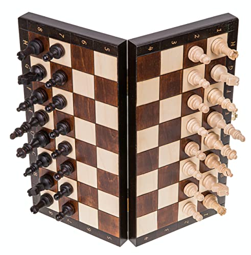 Square - Schach Schachspiel - MAGNETISCHE LUX- 28 x 28 cm - Schachfiguren & Schachbrett aus Holz
