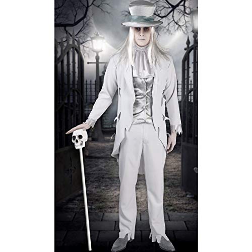 Amakando Elegantes GRAF-Dracula-Kostüm Edelmann / Weiß L (50/52) / Gruseliges Zombie-Outfit Hochzeitsanzug / EIN Blickfang zu Horror-Party & Halloween