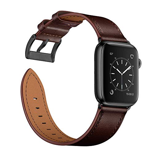 Arktis Lederarmband kompatibel mit Apple Watch (Apple Watch Ultra 1/2 49 mm) (Series 7 8 9 45 mm) (Series SE 6 5 4 44 mm) (Series 3 2 1 42 mm) Wechselarmband [Echtleder] - Dunkelbraun