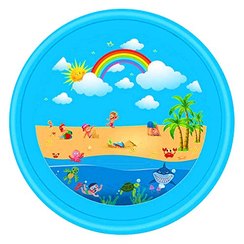 ZXGQF Sprinkle and Splash Water Spielmatte, rutschfester Außenpool mit Sprudelboden, tragbares Planschbecken Sommerwasserparty-Sprühspielzeug für Kinder und Familienaktivitäten im Garten (F/?170cm)