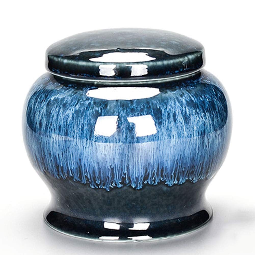 LIOYUHGTFY Urnen for Asche Urne Hund Tierurnen for Katze Asche for Erwachsene Souvenirs Nach Einäscherung Handgefertigte Keramik (5X4.8inch 4.56X4.56inch) (Farbe : Glaze)
