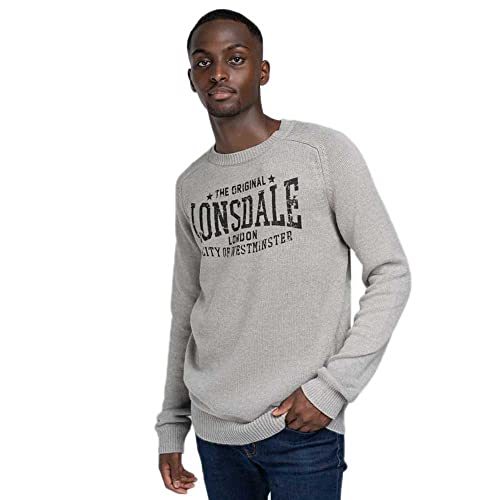Lonsdale Mens TALGARREG Pullover Sweater, Marl Grey, Large