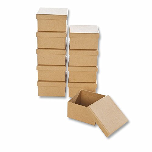 Papp-Boxen 10 Stück ECKIG 7,5x7,5x4,5cm Bastelboxen mit Deckel - Schachteln zum Gestalten und Aufbewahren von Bastel-Materialien