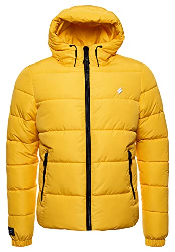 Superdry Mens Hooded Sports Puffer Jacket, Nautical Yellow, XL