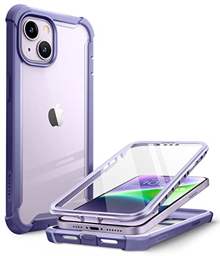 i-Blason Transparent Hülle für iPhone 14 / iPhone 13 (6.1") Bumper Case 360 Grad Handyhülle Robust Schutzhülle Cover [Ares] mit Displayschutz 2022 (Lila)