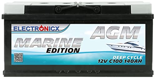 AGM Batterie 140AH Electronicx Marine Edition Boot Schiff Versorgungsbatterie 12V Akku Deep Bootsbatterie Autobatterie Solarbatterie Solar Batterien