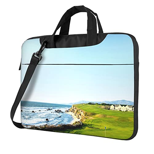 Laptop-Schultertasche mit Golfplatz-Motiv, bedruckt, für Laptop und Tablet, Schwarz , 14 inch