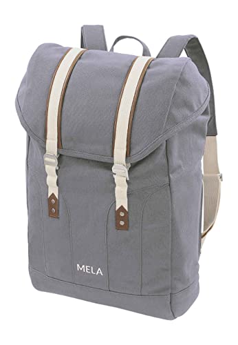 MELAWEAR MELA V Rucksack aus Bio Baumwoll Canvas - Hochwertiger Damen & Herren Tagesrucksack aus 100% nachhaltigen Materialien - GOTS & Fairtrade, Farbe:grau