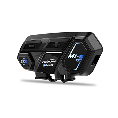 Fodsports M1S Pro Motorrad Bluetooth Headset mit Stereo-Sound,leistungsstarker 900mAh Akkulaufzeit, Motorradhelm Intercom Kommunikationssystem Bis zu 8 Fahrer, wasserdicht, schwarz (M1-S PRO intercom)