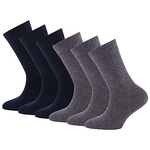 EWERS 6er Pack Uni Socken, einfarbige Söckchen für Mädchen und Jungen, Baumwolle, MADE IN EUROPE, Mädchensocken Jungensocken Kindersocken, Größe 27-39, schwarz/grau