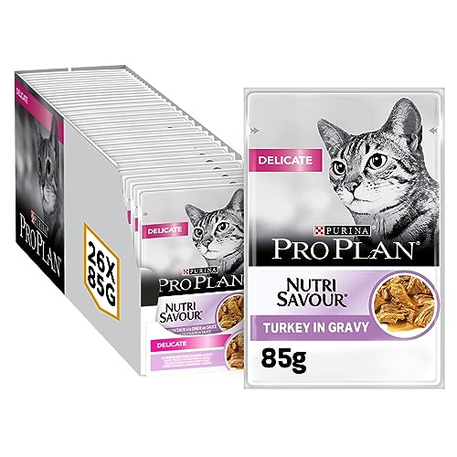 PURINA PRO PLAN DELICATE NUTRISAVOUR Katzenfutter nass mit Truthahn, 26er Pack (26 x 85g)