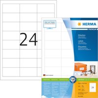 HERMA Premium - Permanent selbstklebende, matte laminierte Papieretiketten - weiß - 64,6 x 33,8 mm - 4800 Etikett(en) (200 Bogen x 24) (4632)