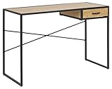 AC Design Furniture Jörn Schreibtisch mit Schublade, B: 110 x H: 75 x T: 45 cm, Wildeiche Optik/Schwarz, Holz/Metall, 1 Stk.