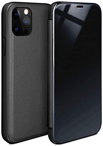 moex Dünne 360° Handyhülle passend für iPhone 12 Pro Max | Transparent bei eingeschaltetem Display - in Hochglanz Klavierlack Optik, Anthrazit
