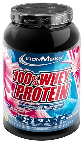 IronMaxx 100 Prozent Whey Protein Pulver Molke wasserlöslich, Geschmack Kirsche Joghurt, 900 g Dose (1er Pack)