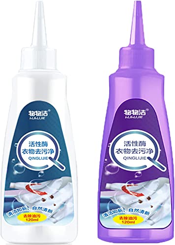 2 pcs Active Enzyme Laundry Stain Remover,White Shirt Guardian Garment Stubborn Stain Cleaner,Clothing Quick Laundry Dry Cleaner