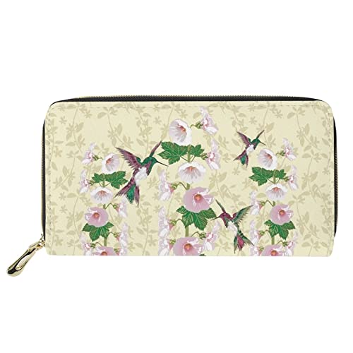 Frauen Durable Reißverschluss Brieftasche Kolibri Blumendruck Lässige Geldbörse Münzbeutel Handyhalter Fall Reise Clutch Bag
