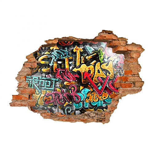 nikima Schönes für Kinder 149 Wandtattoo Graffiti bunt - Loch in der Wand - in 6 Größen - Kinderzimmer Jugendzimmer Wandbild Wanddeko - Größe 1250 x 870 mm