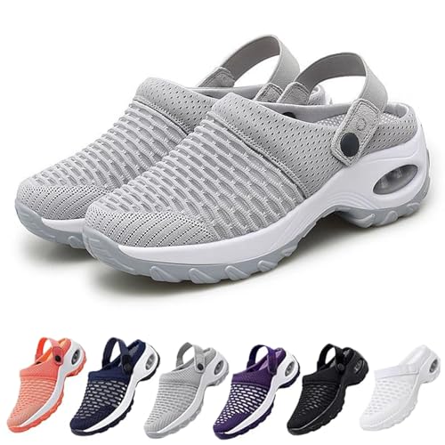 VERBANA Orthopedic Clogs for Women, Women's Orthopedic Clogs with Air Cushion Support to Reduce Back and Knee Pressure (39,Gray)