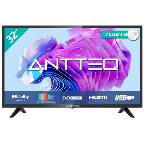 Antteq AB 32D1 Fernseher 32 Zoll (TV 80 cm), Dolby Audio, LED, Triple Tuner DVB-C / T2 / S2, CI+, HDMI, USB, digitaler Audioausgang, incl. Hotelmodus