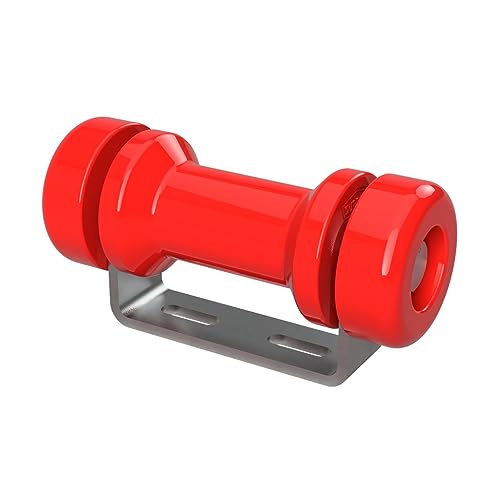 SUPROD Polyurethan Kielrolle mit Halter, inkl. Endkappen, Bootstrailer Sliphilfe, Spulenform, Stahl verzinkt, 125 mm (+ EC), rot