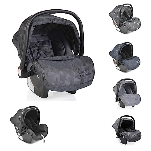 Moni Babyschale Gala Premium Gruppe 0+ (0-13 kg), Fußabdeckung, Sitzpolster, Farbe:dunkelgrau